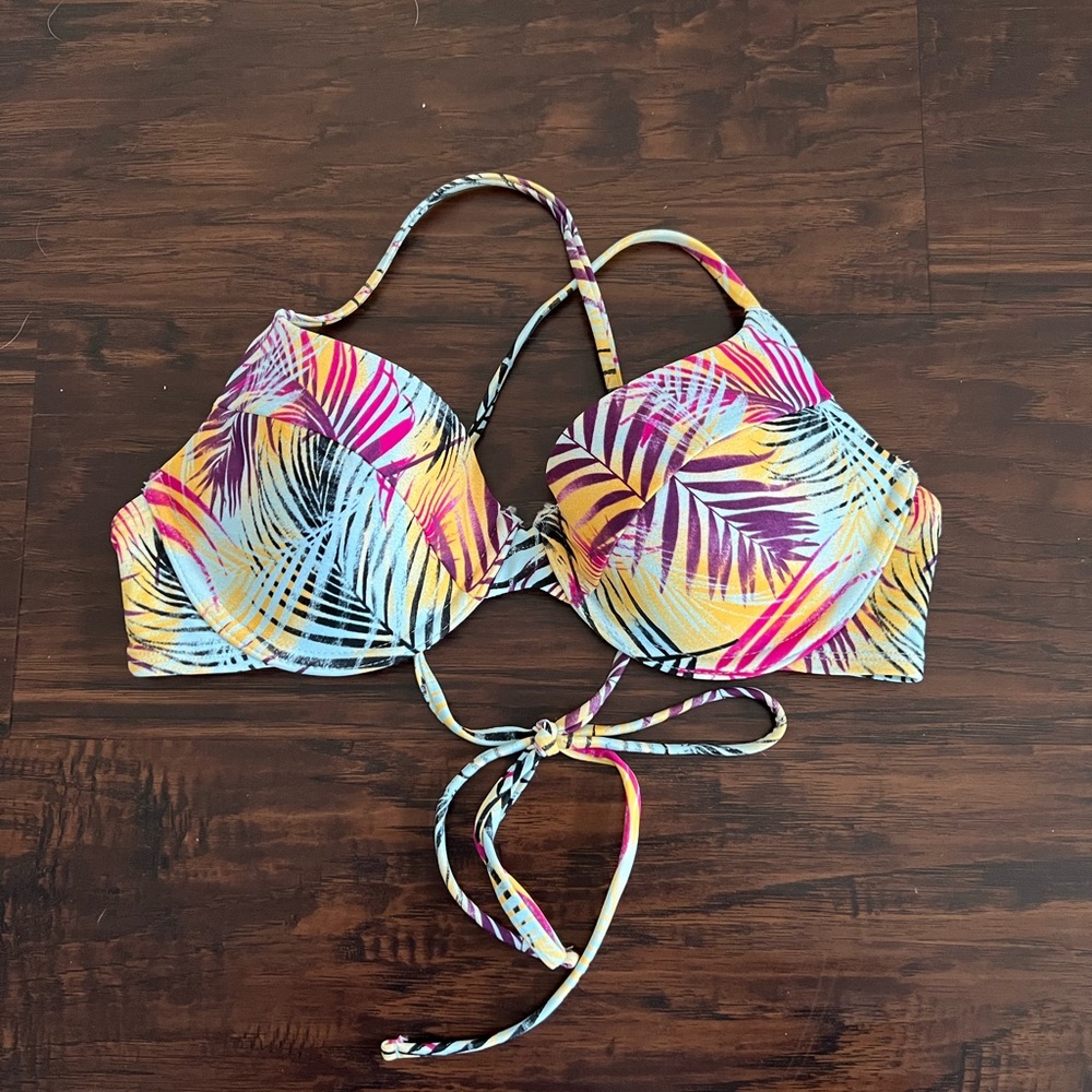 Urban Outfitters out from under bikini top tropical palm leaf underwire